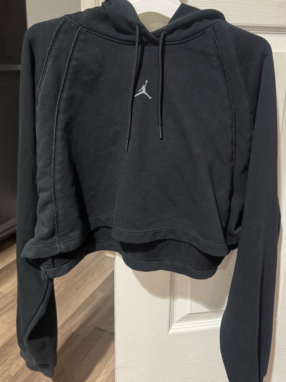 Jordan Black Cropped Hoodie with Jumpman Logo